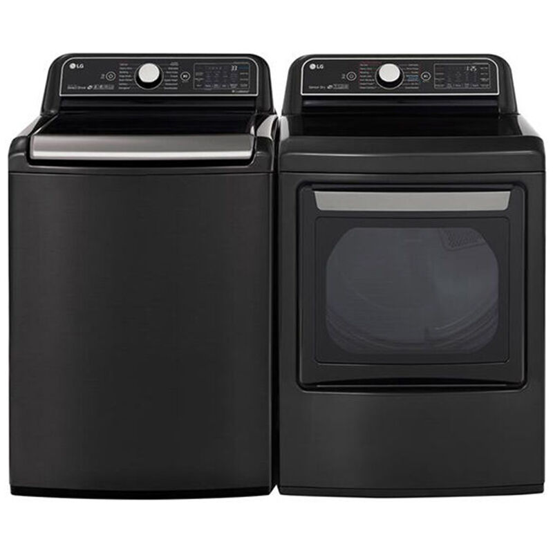 LG 27 in. 5.5 cu. ft. Smart Top Load Washer with TurboWash3D Technology, Allergiene, Sanitize & Steam Wash Cycle - Black Stainless Steel, Black Steel, hires
