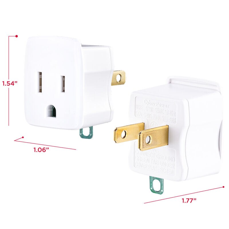 CyberPower Grounding Adapters 2-Pack - White, , hires