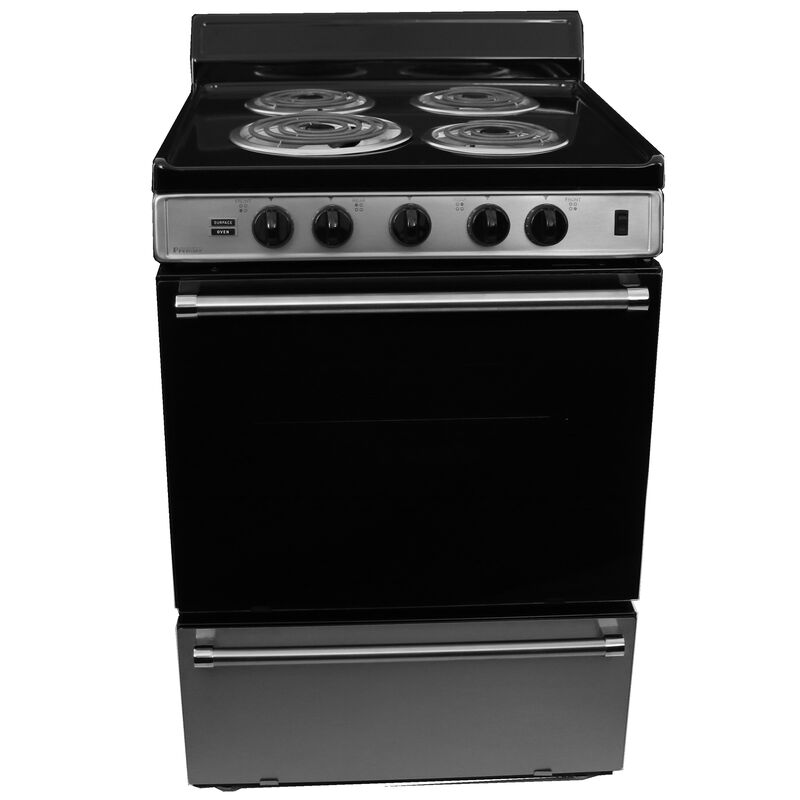Premier 24 in. 2.9 cu. ft. Electric Range with Coil Burners - Stainless Steel, , hires