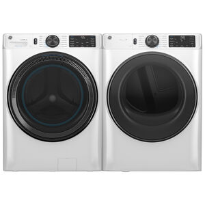 GE 28 in. 5.0 cu. ft. Smart Stackable Front Load Washer with OdorBlock, Sanitize Cycle & Steam Cycle - White, White, hires