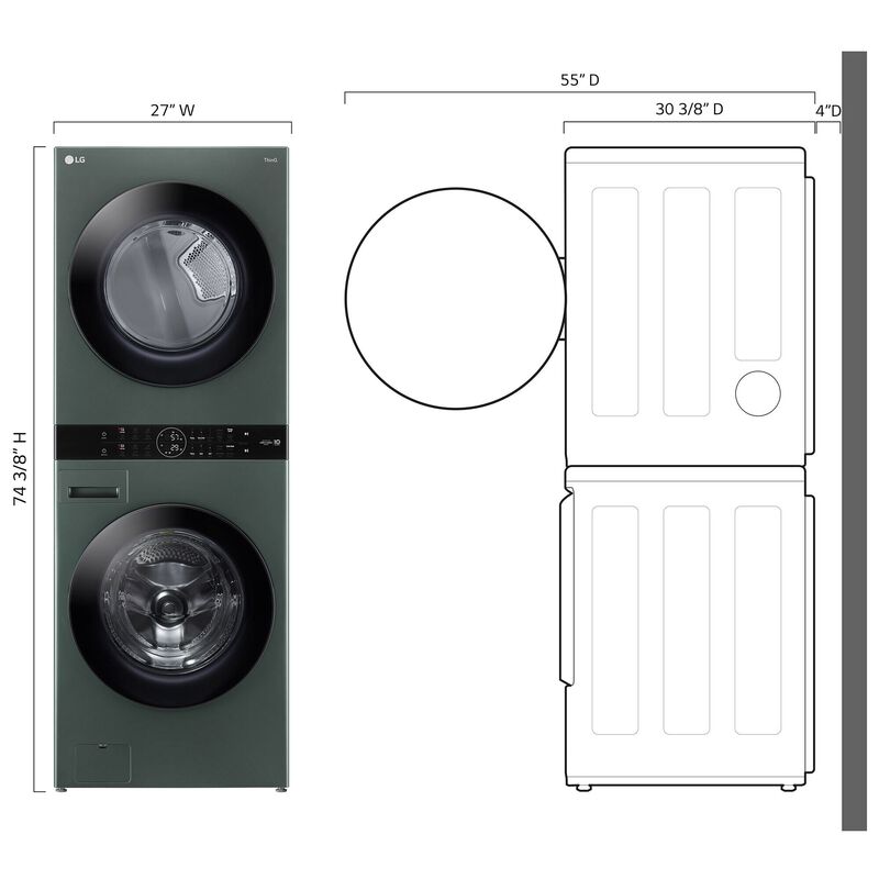 LG 27 in. WashTower with 4.5 cu. ft. Washer with 6 Wash Programs & 7.4 cu. ft. Gas Dryer with 6 Dryer Programs, Sensor Dry & Wrinkle Care - Nature Green, Nature Green, hires