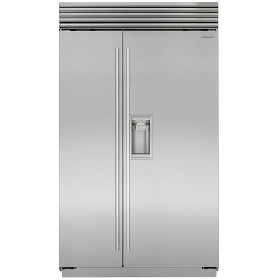 Sub-Zero Classic 48 in. 28.4 cu. ft. Built-In Smart Side-by-Side Refrigerator with Tubular Handles, External Filtered Ice & Water Dispenser - Stainless Steel | CL4850SD-S-T