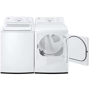 LG 27 in. 7.3 cu. ft. Electric Dryer with FlowSense Duct Clogging Indicator, LoDecibel Quiet Operation & Sensor Dry - White, White, hires