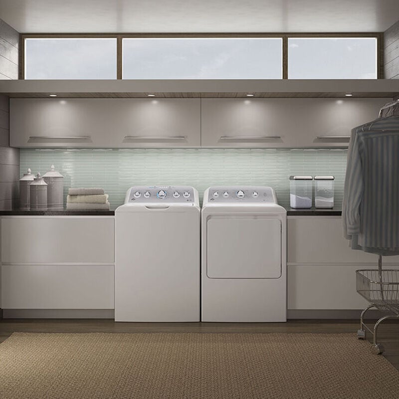 GE 27 in. 4.6 cu. ft. Top Load Washer with Stainless Steel Basket - White, , hires