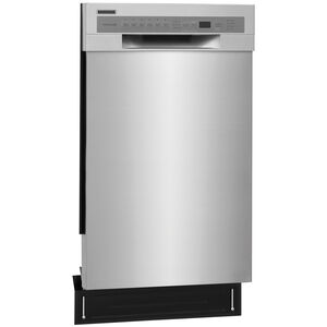Frigidaire 18 in. Front Control Dishwasher with 52 dBa Sound Level & Pocket - Stainless Steel, Stainless Steel, hires