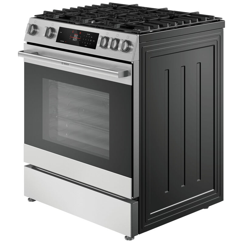 Bosch 300 Series 30 in. 5.8 cu. ft. Air-Fry Standard Convection Slide-In Gas Range with 5 Sealed Burners - Stainless Steel, , hires