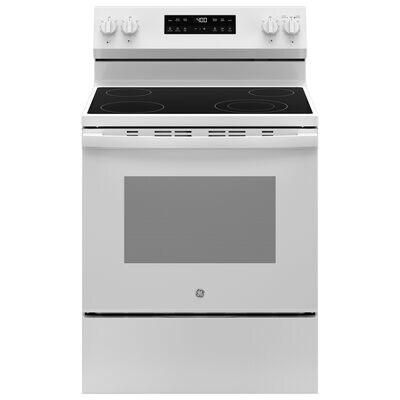 GE 400 Series 30 in. 5.3 cu. ft. Smart Electric Range with Radiant Burners - White | GRF400PVWW