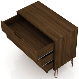 Manhattan Comfort Rockefeller Mid-Century Modern 3-Drawer Dresser - Brown, Brown, hires