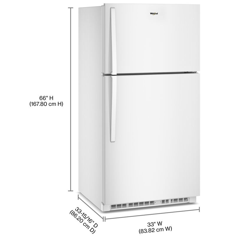 Whirlpool 33 in. 21.3 cu. ft. Garage-Ready Top Freezer Refrigerator - White, White, hires