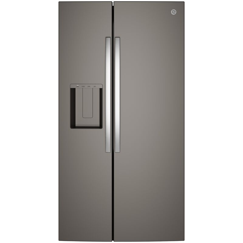 GE 36 in. 23.6 cu. ft. Counter Depth Side-by-Side Refrigerator with Ice & Water Dispenser - Slate, Slate, hires