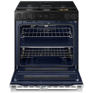Samsung Bespoke 30 in. 6 cu. ft. Smart Air Fry True European Convection Double Oven Slide-In Gas Range with 5 Sealed Burners & Griddle - Stainless Steel, , hires