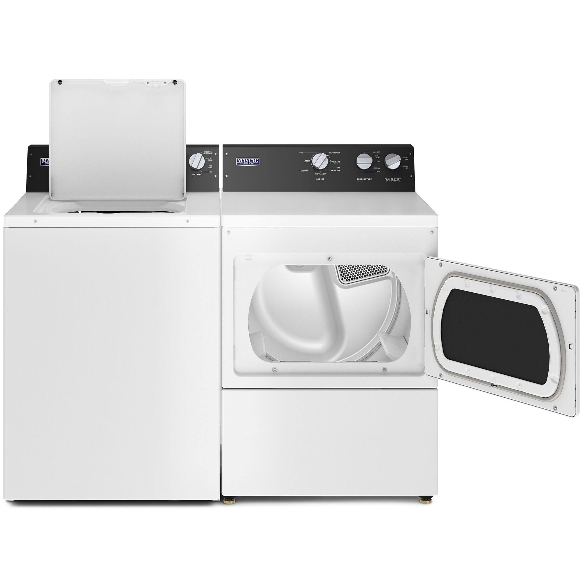 Maytag washer and dryer set with agitator top