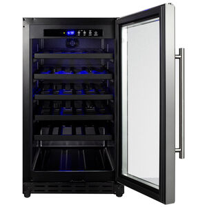 Summit 18 in. Undercounter Wine Cooler with Wood Racks, Single Temperature Zone & 34 Bottle Capacity - Stainless Steel, , hires