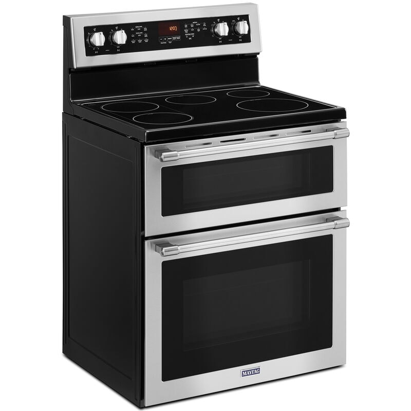 Maytag 30 in. 6.7 cu. ft. True European Convection Double Oven Electric Range with Radiant Burners - Fingerprint Resistant Stainless, , hires