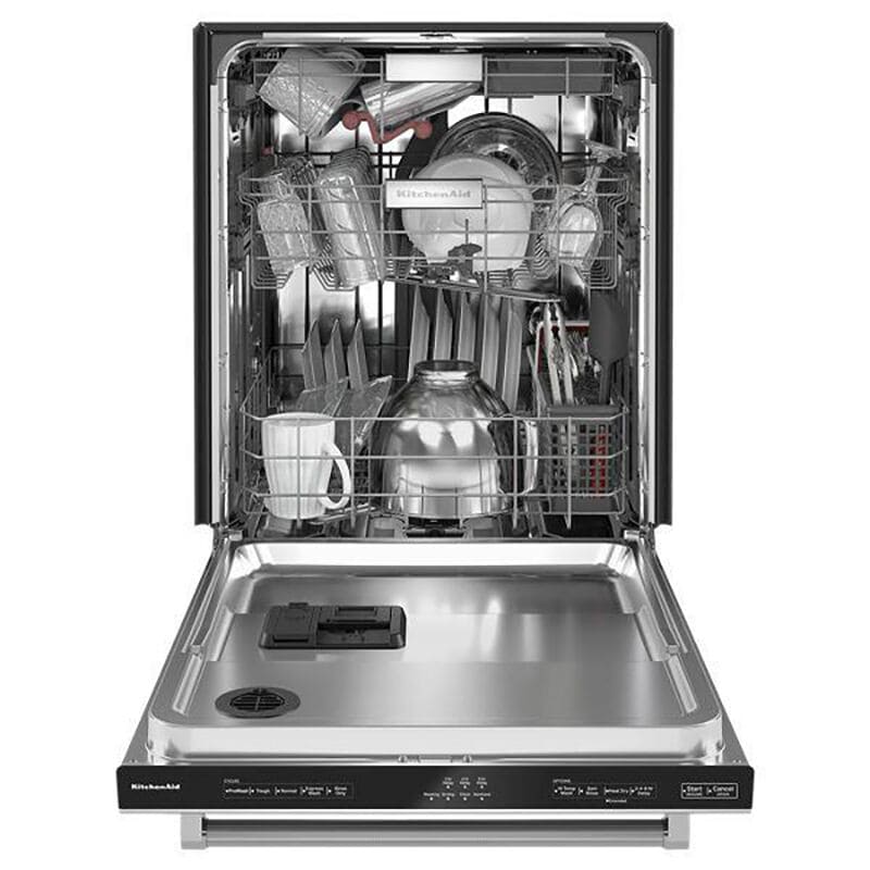 KitchenAid 24 in. Built In Dishwasher with Top Control 44 dBA Sound Level 16 Place Settings 5 Wash Cycles Sanitize Cycle Stainless Steel with PrintShield Finish P.C. Richard Son