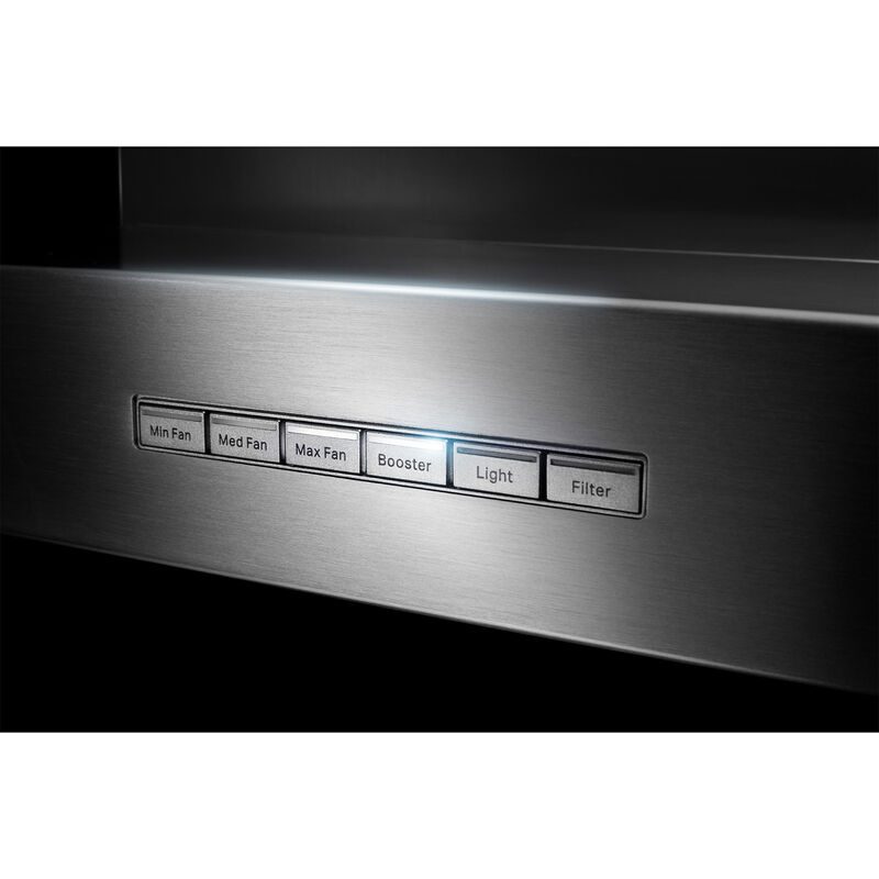 JennAir 30 in. Convertible Chimney Style Range Hood with 585 CFM, 3 Fan Speeds & 1 LED Light - Stainless Steel, , hires