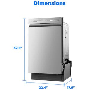 Midea 18 in. Front Control Dishwasher with 52 dBA Sound Level & Pocket Handle - Stainless Steel, , hires