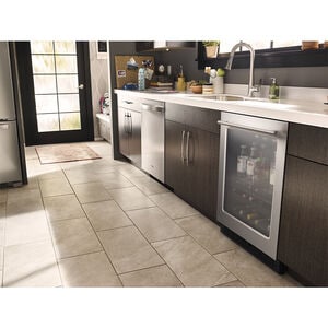 Whirlpool 24 in. 5.2 cu. ft. Beverage Center with 14 Bottle Wine Storage, Dual Zone & Digital Control - Stainless Steel, , hires