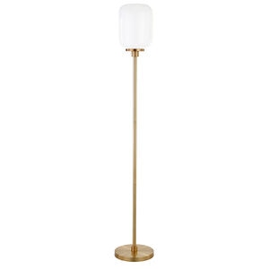Hudson & Canal Agnolo Brass Floor Lamp with White Milk Glass Shade, , hires