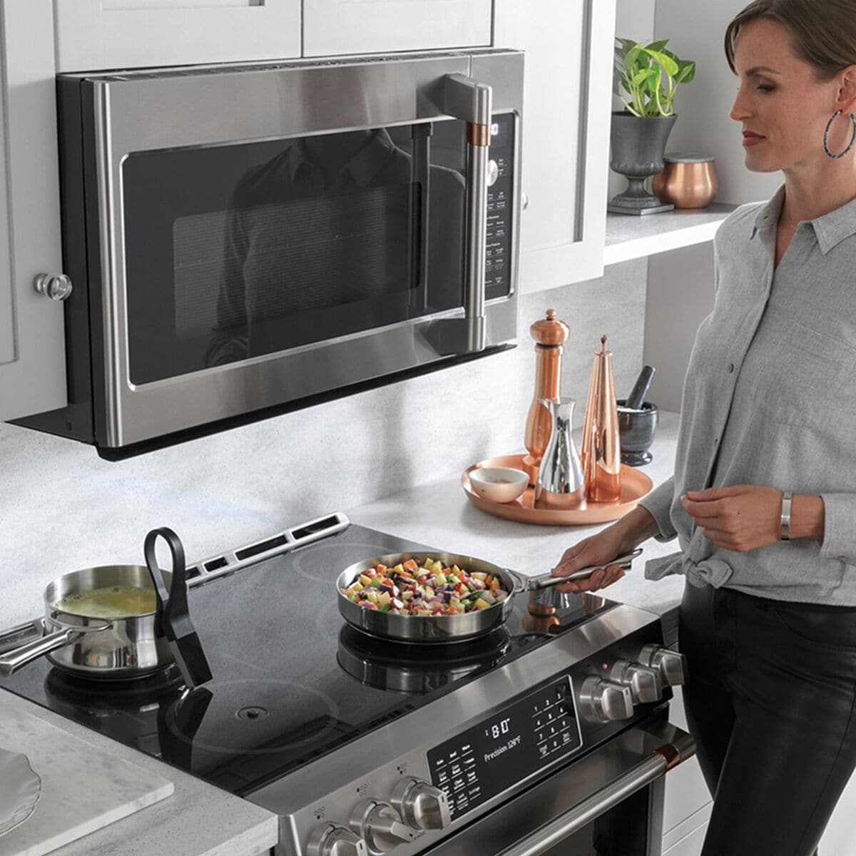 Ge cafe induction new arrivals slide in range