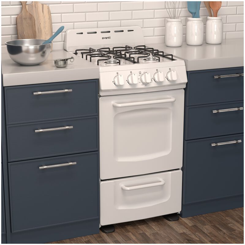 Avanti 20 in. 2 cu. ft. Gas Range with Open Burners - White, , hires