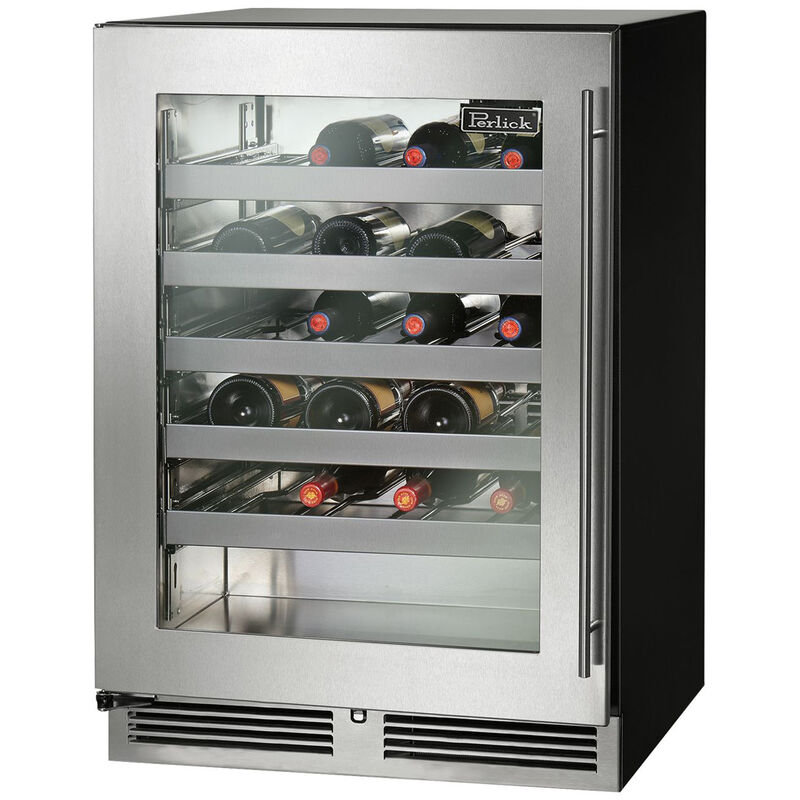 Perlick ADA Compliant Series 24 in. Undercounter Wine Reserve with Metal Racks, Single Temperature Zone & 32 Bottle Capacity - Custom Panel Ready, , hires