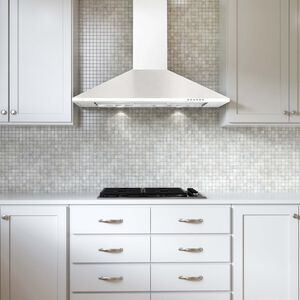 XO 30 in. Chimney Style Range Hood with 3 Speed Setting, 600 CFM & 2 LED Lights - White, , hires