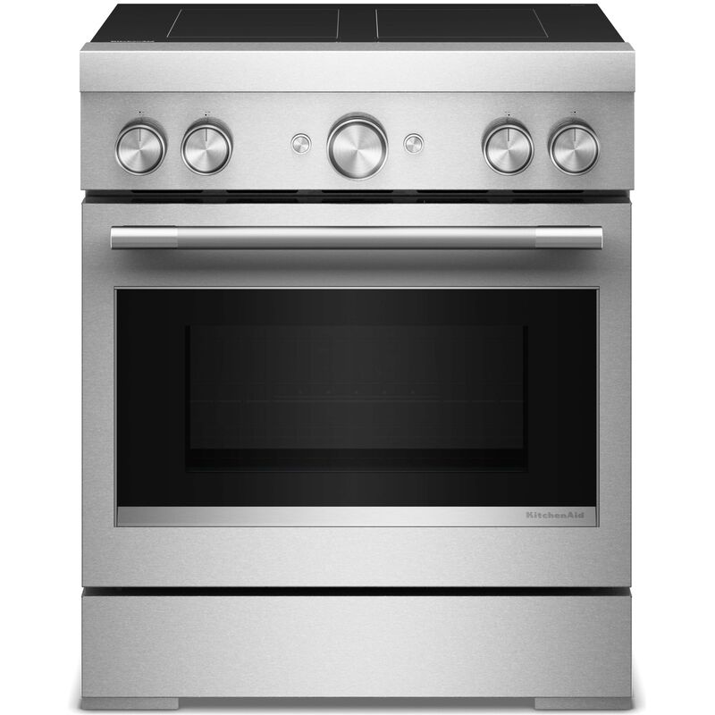 KitchenAid Commercial-Style 30 in. 4.1 cu. ft. Air-Fry True European Convection Electric Range with 4 Induction Burners - Stainless Steel, , hires
