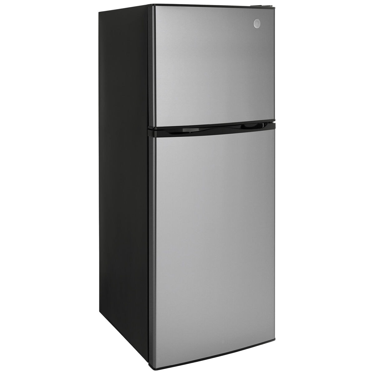 Ge top freezer store refrigerator stainless steel