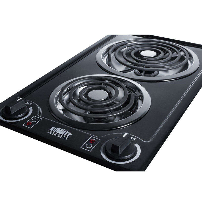 Summit 12 in. 2-Burner Electric Cooktop - Black, , hires