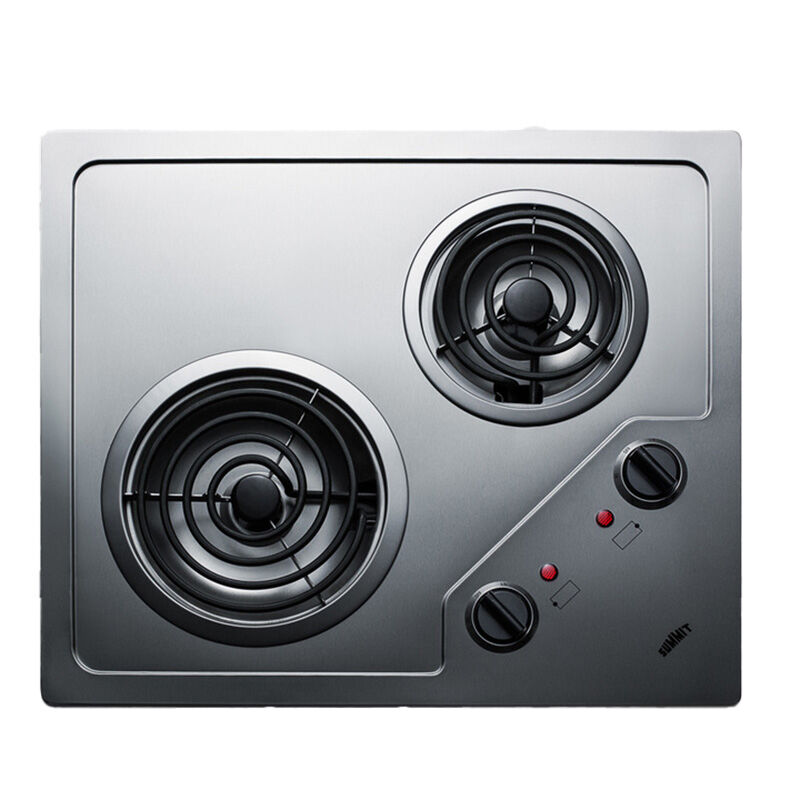 Summit 21 in. 2-Burner 115V Electric Cooktop - Stainless Steel, , hires