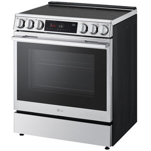 LG InstaView 30 in. 6.3 cu. ft. Smart Air-Fry True European Convection Slide-In Electric Range with 4 Induction Burners & 1 Radiant Burner - PrintProof Stainless Steel, , hires