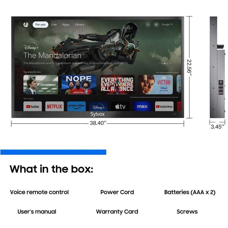 Sylvox - Deck Pro 3.0 43" Class Partial Sun 4K UHD LED Smart Google Outdoor TV, , hires
