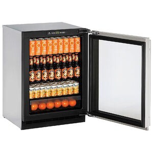 U-Line 2000 Series 24 in. Built-In 4.9 cu. ft. Compact Beverage Center with Adjustable Shelves & Digital Control - Stainless Steel, , hires