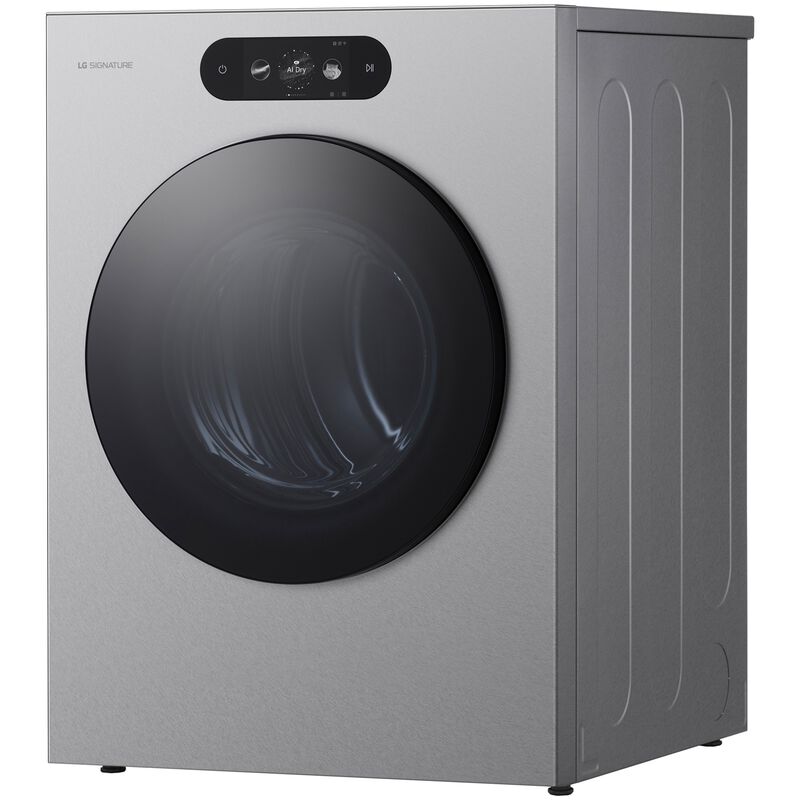 LG SIGNATURE 29 in. 9.0 cu. ft. Smart Stackable Electric Dryer with Built-In Intelligence, TurboSteam, AI Sensor Dry & Sanitize Cycle - Brushed Platinum Steel, , hires