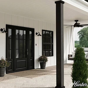 Hunter Skyflow Rustic Modern Metal Cone Outdoor Small Wall Light- Matte Black, , hires