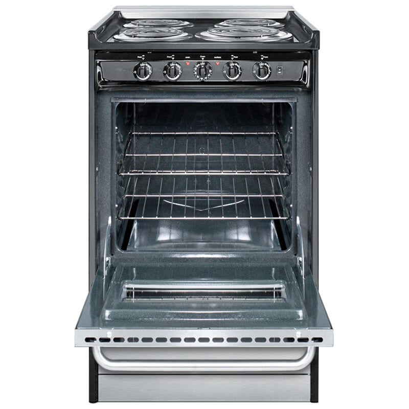 Summit 20 in. 2.4 cu. ft. Slide-In Electric Range with Coil Burners - Stainless Steel, , hires