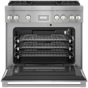 Thermador Pro Harmony Professional Series 36 in. 4.9 cu. ft. Smart True European Convection Dual Fuel Range with 4 Sealed Burners & Griddle - Stainless Steel, , hires