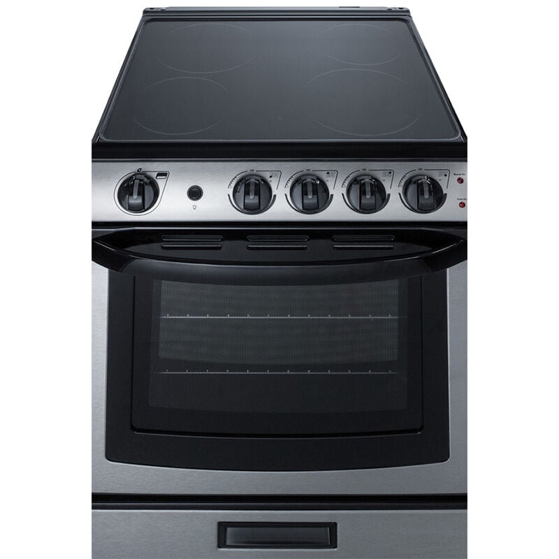 Summit White Pearl Series 24 in. 2.9 cu. ft. Slide-In Electric Range with Smoothtop Burners - Stainless Steel, , hires