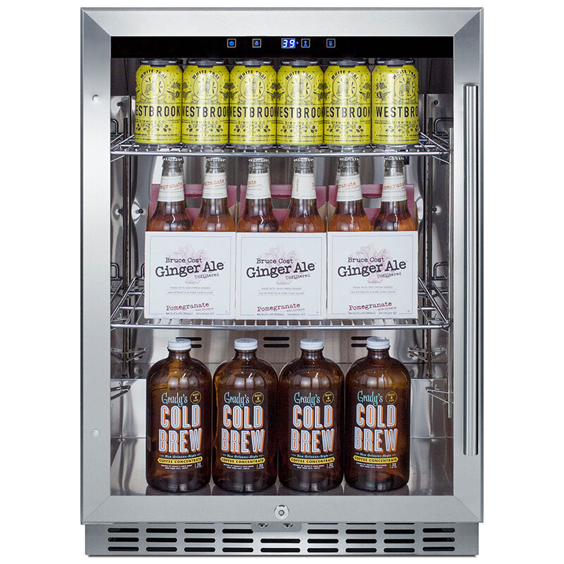 Summit Commercial 24 in. 5.0 cu. ft. Built-In Beverage Center with Adjustable Shelves & Digital Control Left Hinged - Stainless Steel, , hires