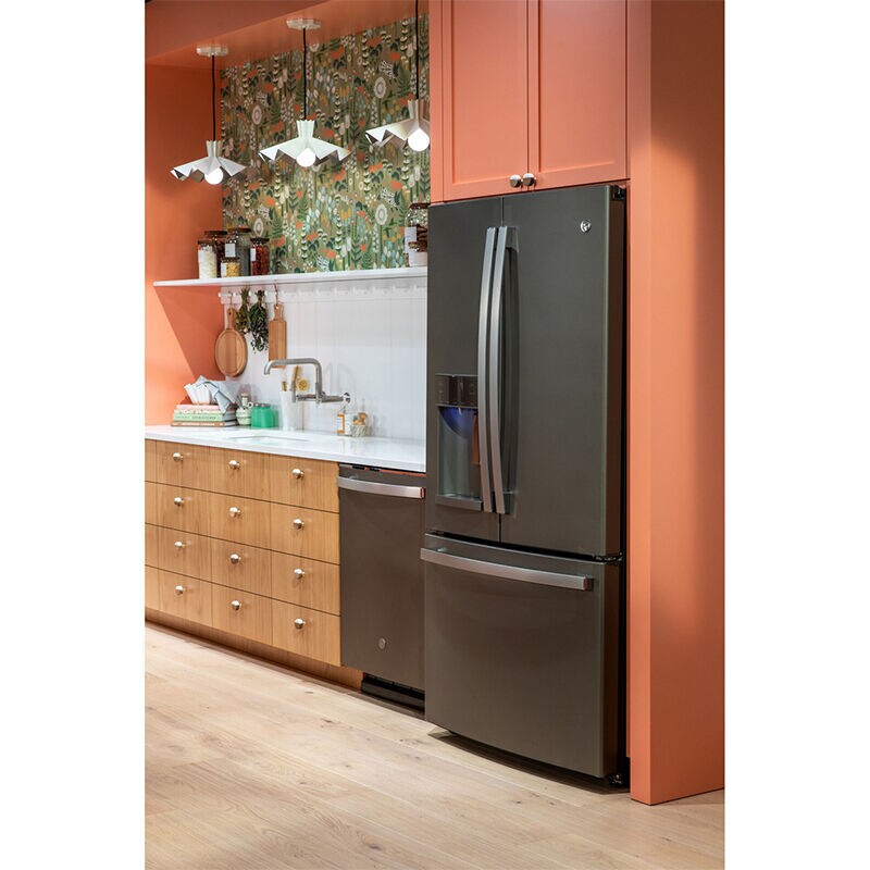 GE 36 in. 22.1 cu. ft. Counter Depth French Door Refrigerator with Ice & Water Dispenser - Fingerprint Resistant Slate, Slate, hires