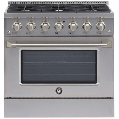 Brama 36 in. 5.2 cu. ft. Convection Oven Freestanding Natural Gas Dual Fuel Range with 6 Sealed Burners & Griddle - Stainless Steel | BR3601SSDF
