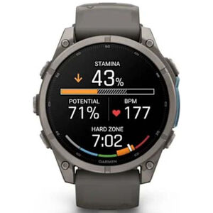 Garmin fenix 9 47 mm, AMOLED Smart Watch - Titanium with Pebble Gray Silicone Band, , hires