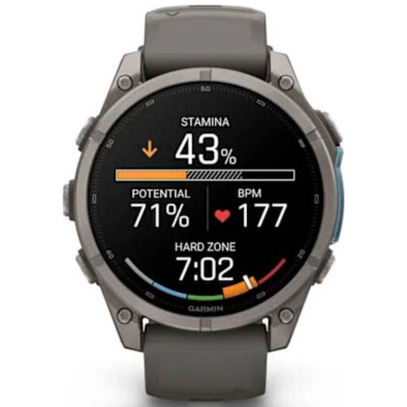 Garmin fenix 9 47 mm, AMOLED Smart Watch - Titanium with Pebble Gray Silicone Band, , hires