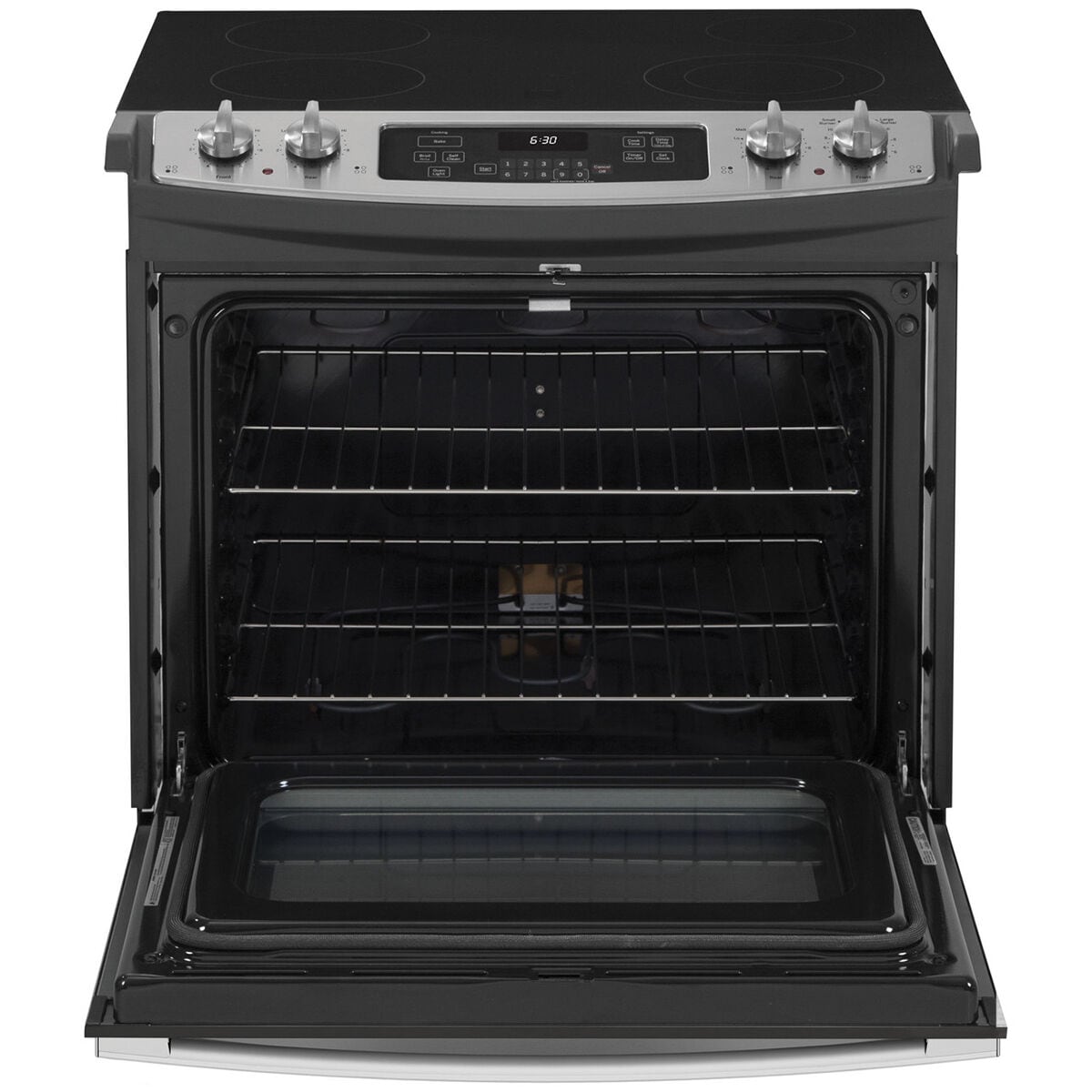 GE 30 in. 4.4 cu. ft. Oven Drop In Electric Range with 4 Smoothtop Burners Stainless Steel P.C. Richard Son