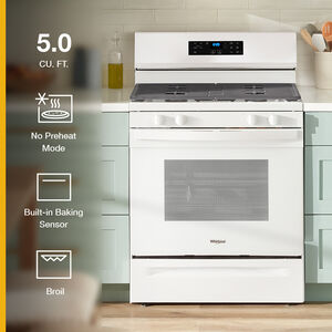 Whirlpool 30 in. 5.0 cu. ft. Oven Freestanding Natural Gas Range with 4 Sealed Burners - White, White, hires