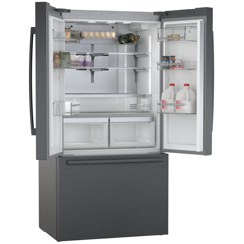 Bosch 800 Series 36 in. 20.8 cu. ft. Smart Counter Depth French Door Refrigerator with Internal Water Dispenser - Black Stainless, Black Stainless, hires