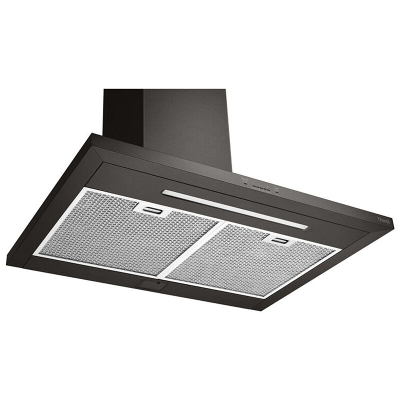 LG 30 in. Ducted Chimney Style Range Hood with 600 CFM, 5 Fan Speeds & 1 LED Light - Black Stainless, Black Stainless, hires