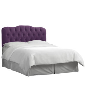 Skyline Furniture Tufted Velvet Fabric Twin Size Upholstered Headboard - Aubergine Purple, Aubergine, hires