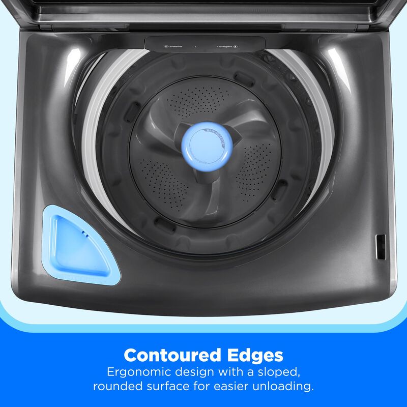 Midea 27 in. 4.4 cu. ft. Smart Top Load Washer with Power Wave 360 Agitator - Metallic Gray, Metallic Gray, hires